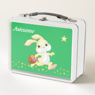 Lunch Box Lapin mignon, confettis dorés et étoile sur fond v