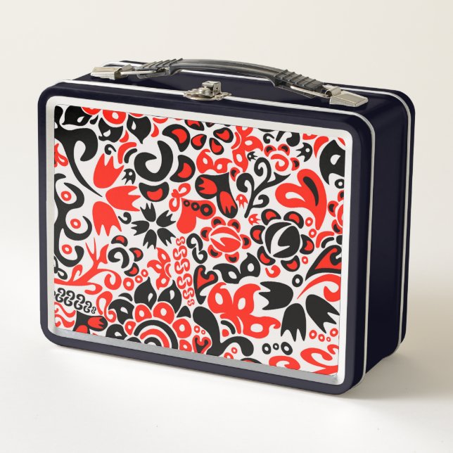 Lunch Box L'art populaire ukrainien motif floral abstact  (Devant)
