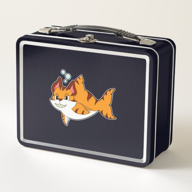 Lunch Box Le chat tigre comme requin dans l'eau.PNG (Devant)