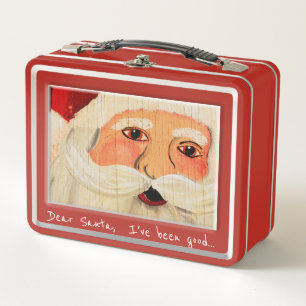 Lunch Box Le père noël peint font face sur le contreplaqu