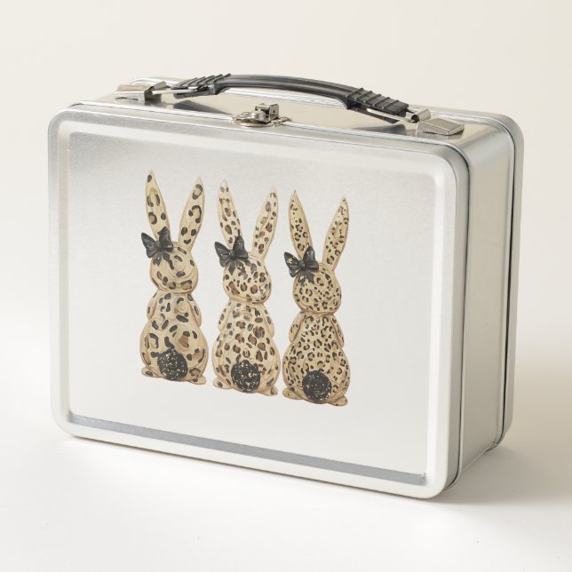 Lunch Box Leopard Cute Bunny Bow Funny Christian Easter Day  (Devant)