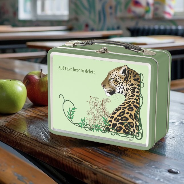 Lunch Box Leopard Wild Cat Green Henna (Créateur téléchargé)