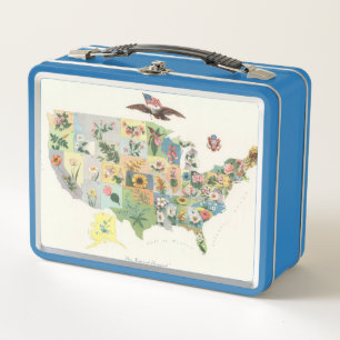 Lunch Box Les Etats-Unis fleurissent la carte - notre