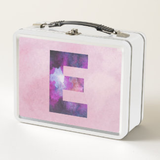Lunch Box Lettre galaxie E de l'espace rose et pourpre