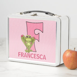 Lunch Box Lettre grenouille rose F Alphabet animal