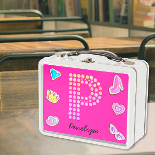 Lunch Box Lettre Rose Chaude P Monogramme Fille Retour À L'É