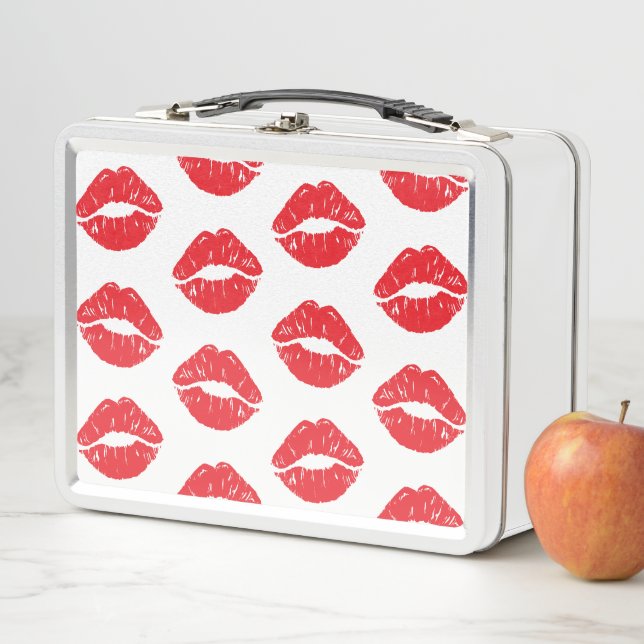 Lunch Box Lèvres Rouges, Rouge À Lèvres, Baiser, Motif Des L (En situation)