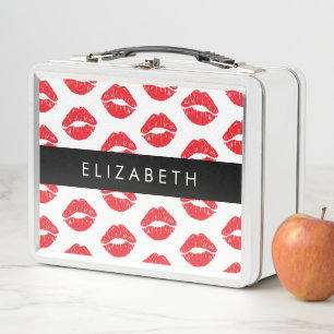 Lunch Box Lèvres Rouges, Rouge, Motif Des Lèvres, Votre Nom