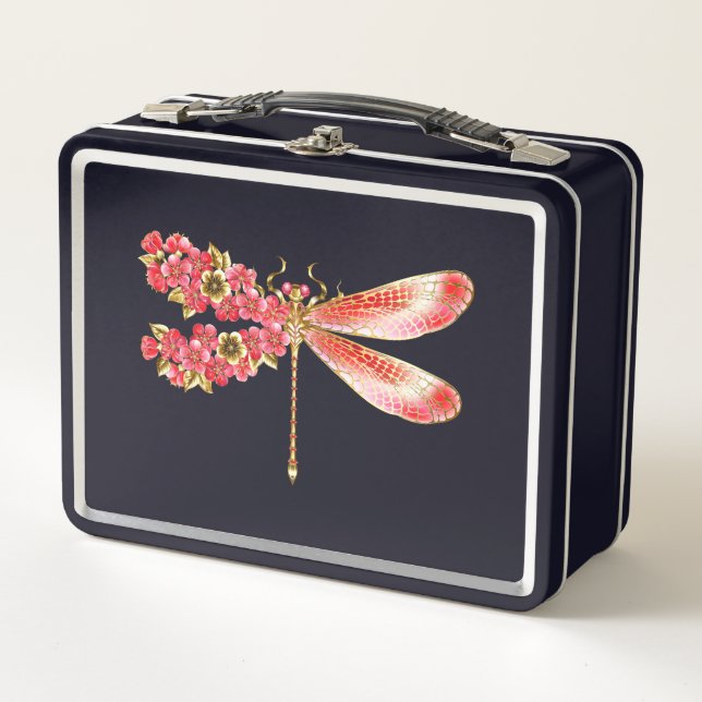Lunch Box libellule de fleurs avec sakura de bijoux (Devant)