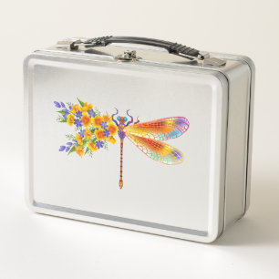 Lunch Box libellule de fleurs jaunes