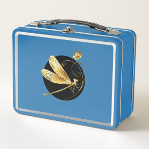 Lunch Box libellule d'or en cercle noir