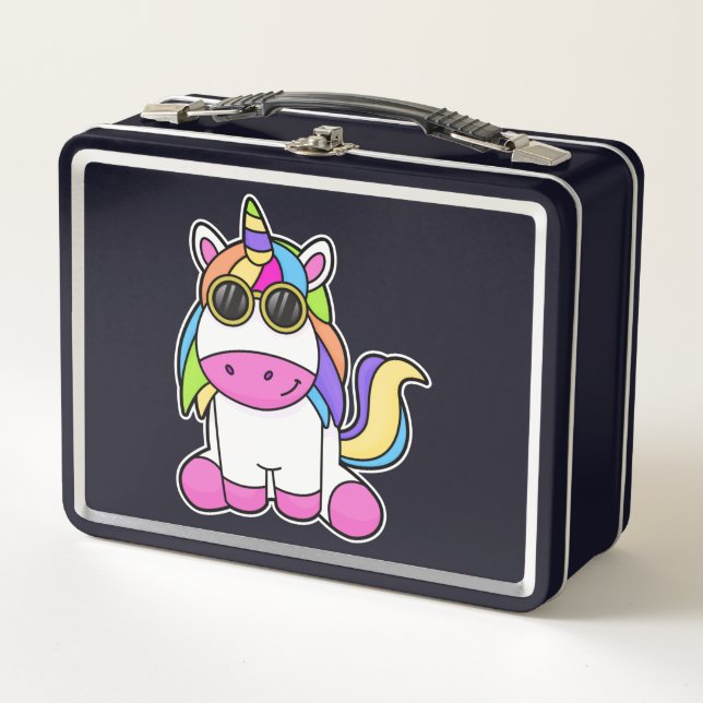 Lunch Box Licorne avec des lunettes de soleil (Devant)