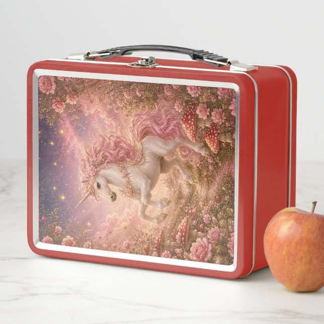 Lunch Box Licorne cabriolant dans une prairie enchantée (En situation)