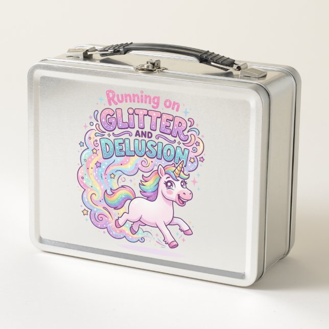 Lunch Box Licorne courant sur Brillant et Illusion Charmant  (Devant)