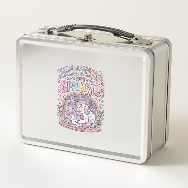 Lunch Box Licorne Introvertie mais Originale Blanche Étincel (Devant)