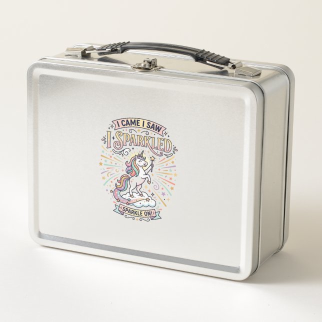 Lunch Box Licorne J'arrivai Je Vis Je Scintillai Impression  (Devant)