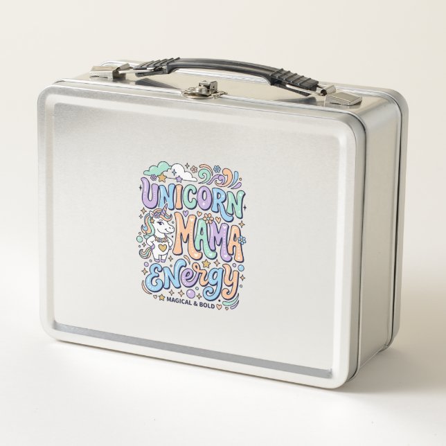 Lunch Box Licorne Maman Énergie Kawaii Conception Vectoriell (Devant)
