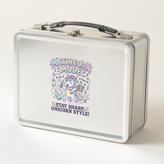 Lunch Box Licorne Mathicorne Mode Charmant Fond Blanc D (Devant)
