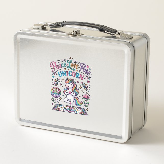 Lunch Box Licorne Paix Amour Pose Licorne Fond Blanc S (Devant)