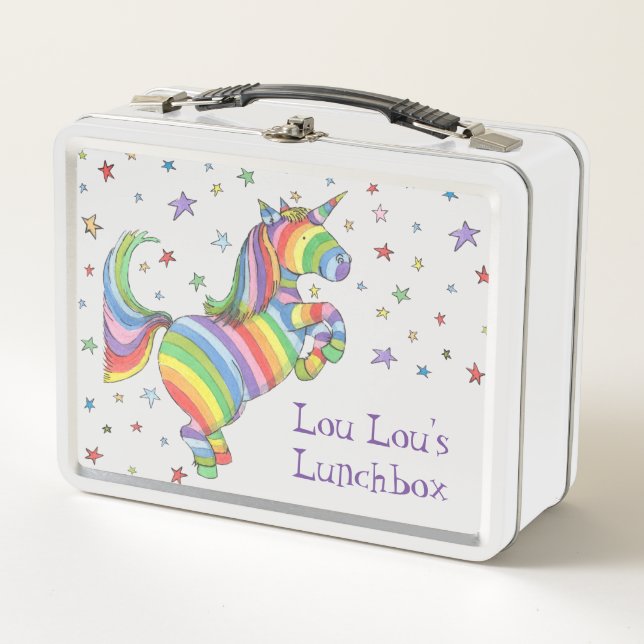 Lunch Box Licorne personnalisée d'arc-en-ciel (Devant)