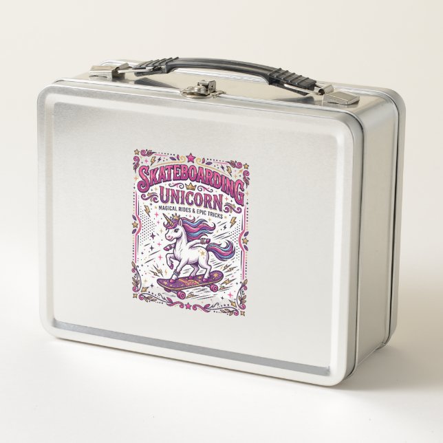 Lunch Box Licorne Skateboarding Licorne Stylish Fond Blanc (Devant)