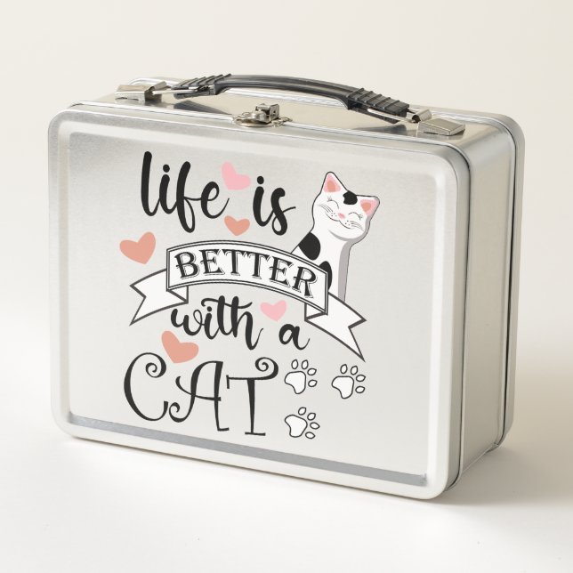 Lunch Box Life is Better With a Cat quote slogan (Devant)
