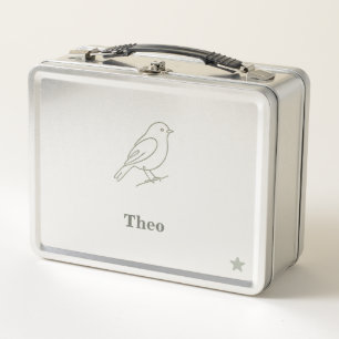 Lunch Box Ligne de Luxe Calme Oiseau Enfant Nom Personnalisé