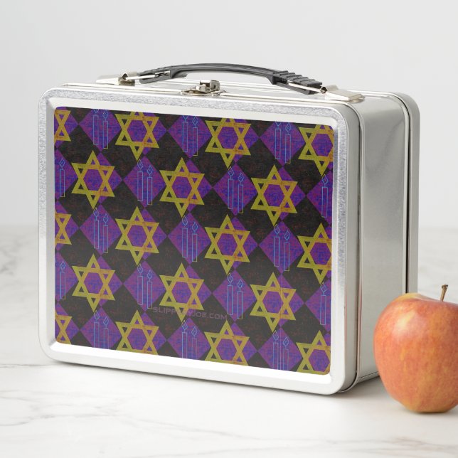 Lunch Box L'image à thème Hanukkah de SlipperyJoe's jaune do (En situation)