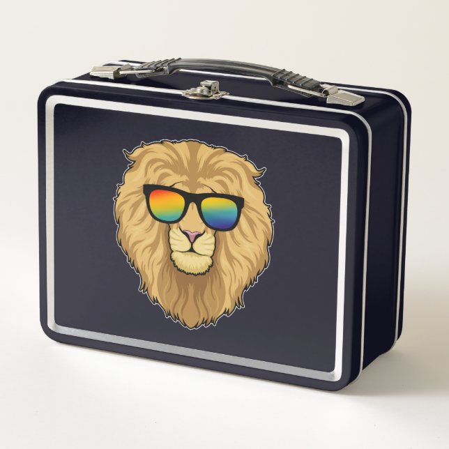 Lunch Box Lion avec lunettes de soleil (Devant)