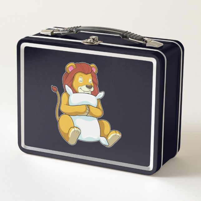 Lunch Box Lion dormant avec Coussin (Devant)
