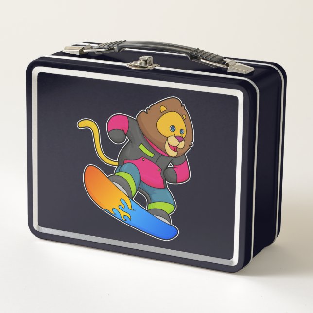 Lunch Box Lion en Snowboard avec Snowboard (Devant)