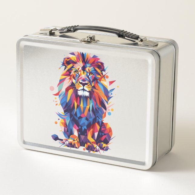 Lunch Box Lion géométrique coloré (Devant)