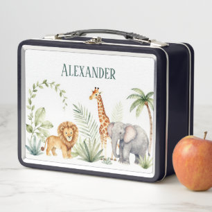 Lunch Box Lion Girafe et Éléphant de Jungle Personnalisé