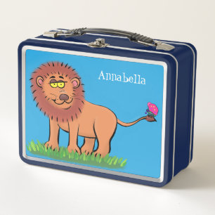 Lunch Box Lion joyeux avec dessin animé de papillon