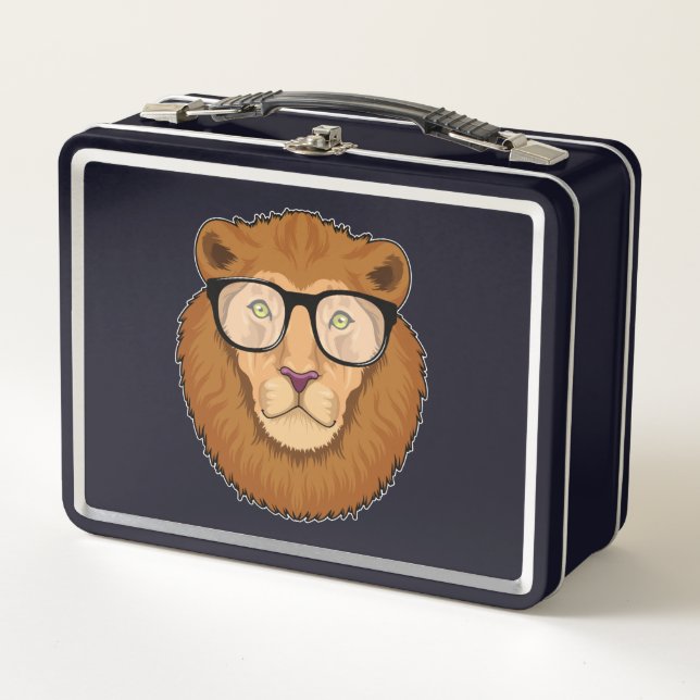 Lunch Box Lion Nerd avec lunettes (Devant)