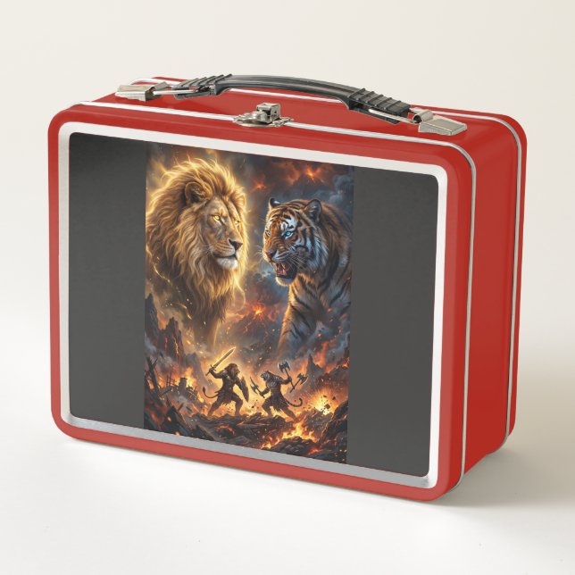 Lunch Box Lion vs Tiger Epic Fantasy Battle Wall Hanging Tap (Devant)