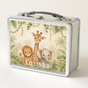 Lunch Box Lionceau girafe et éléphant personnalisé Jungle