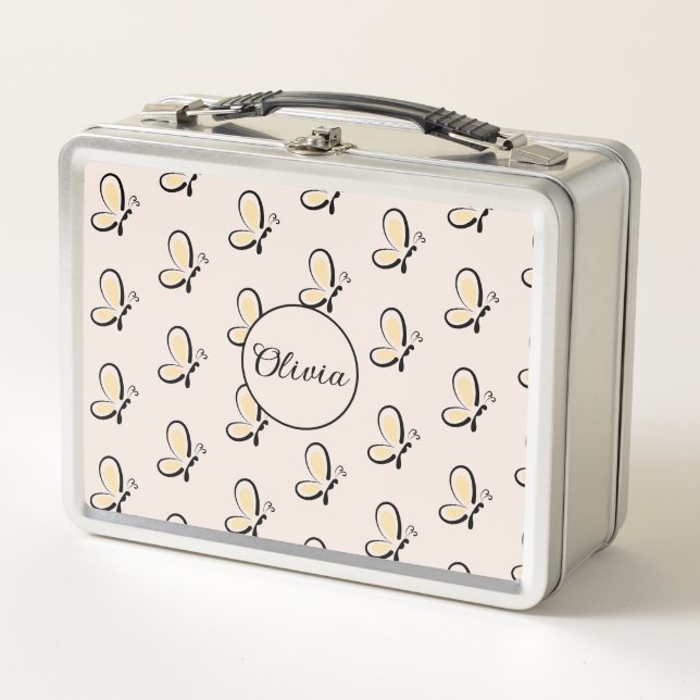 Lunch Box Logo de nom personnalisé moderne rose blush minima (Devant)