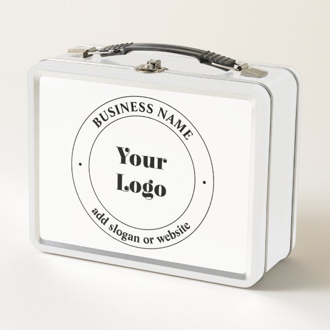 Lunch Box Logo d'entreprise et texte promotionnel | Blanc (Devant)