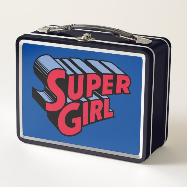 Lunch Box Logo du nom empilé de la superfille rouge et bleue (Devant)