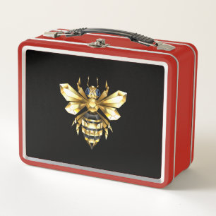Lunch Box Logo Faux Gold Foil Bee Polygonal sur Noir