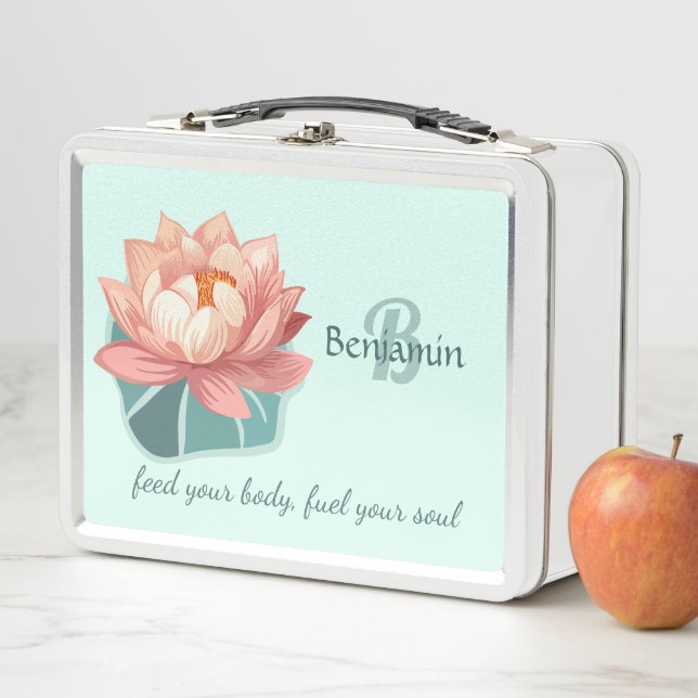 Lunch Box Lotus Aquarelle Avec Feuille (En situation)