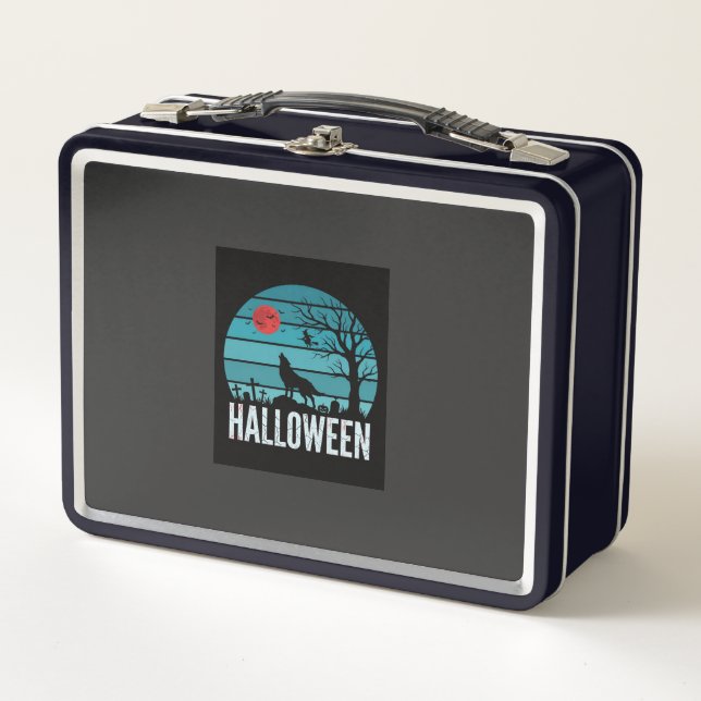 Lunch Box Loup d'Halloween Cimetière Lune Vecteur (Devant)