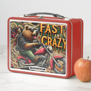 Lunch Box L'ours roule férocement sur une moto