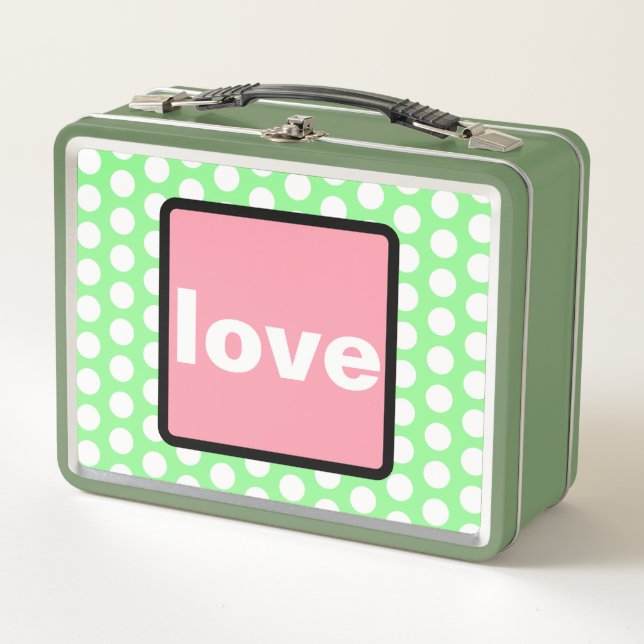 Lunch Box Love Pastel Pink Mint Green Pois (Devant)