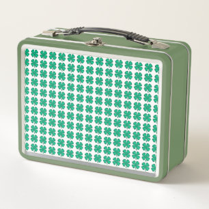 Lunch Box Lucky 4 Leaf Irish Clover blanc n vert lunbox