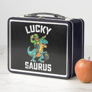 Lunch Box Lucky Saurus Dinosaur T Rex St Patrick's Day