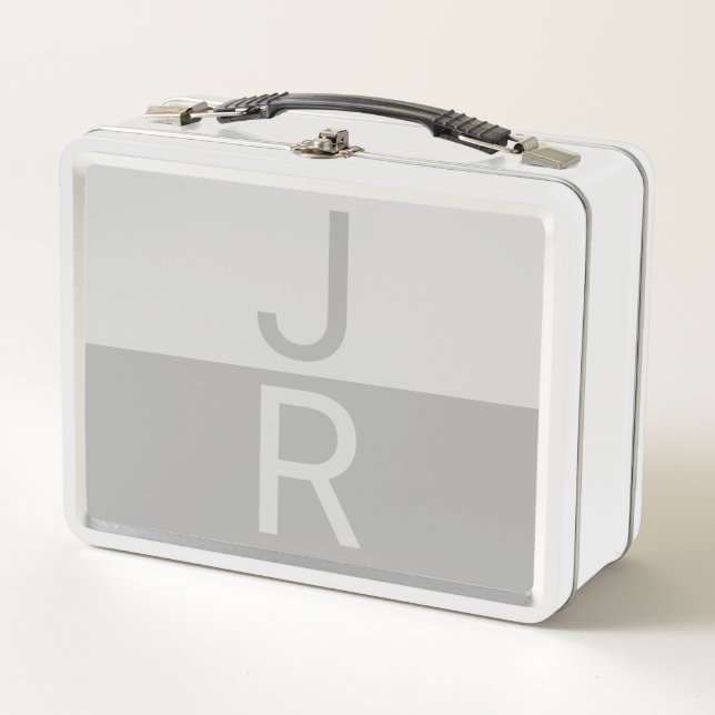 Lunch Box Lumineuses Gris & Gris Initiales Modernes Monogram (Devant)