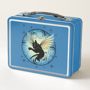 Lunch Box Lune de chat cosmique et étoiles