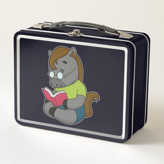 Lunch Box Lunettes de livre Nerd de cheval (Devant)